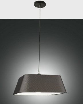 Immagine di Lampadario Camera da Letto Allegra Paralume Quadrato 45x45 cm Tessuto Nero Fabas