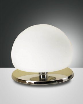 Immagine di Abat-Jour Comodino Camera da Letto Cromo con Paralume Sfera Vetro Soffiato Morgana Fabas 