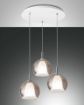 Immagine di Lampadario Rotondo Paralumi Doppio Vetro Fumè Ø50 cm Bretagna Fabas