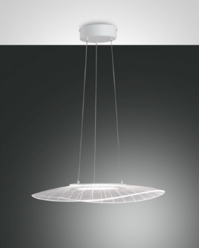 Immagine di Lampadario Sospensione Design Led 24w Dimmer Vela Bianca Fabas 