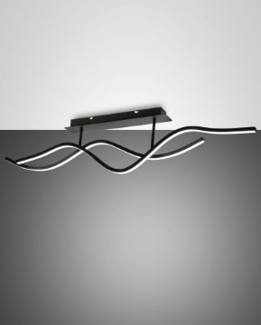 Immagine di Plafoniera da Soffitto Onde Led 3000k Dimmer Step Sinuo Nero Fabas