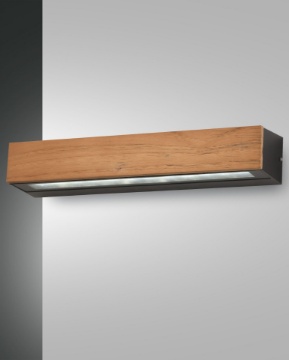 Immagine di Lampada Rettangolare da Parete Legno Teak Bi-Emissione Sopra e Sotto Hazel IP65 Fabas