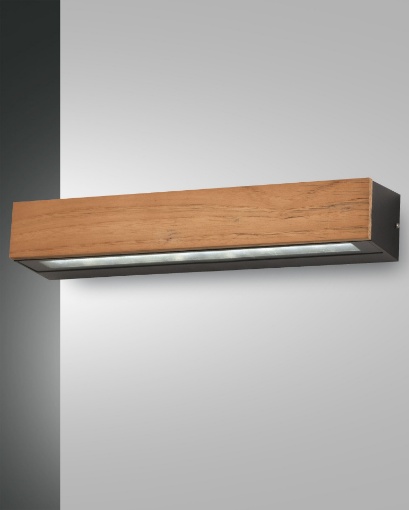 Immagine di Lampada Rettangolare da Parete Legno Teak Bi-Emissione Sopra e Sotto Hazel IP65 Fabas