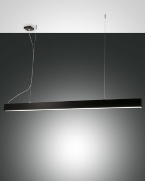 Immagine di Grande Lampadario Lineare Nero Led Sopra e Sotto Push Dimmer Next per Studio Fabas