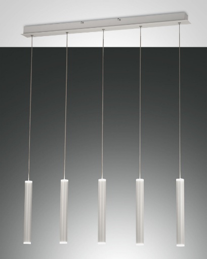 Immagine di Lampadario Bianco 5 Luci Led in Linea per Isola Cucina Prado Fabas