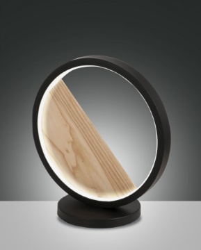Immagine di Lampada Led Touch da Tavolo Decorativa Metallo Nero e Legno Pierre Fabas