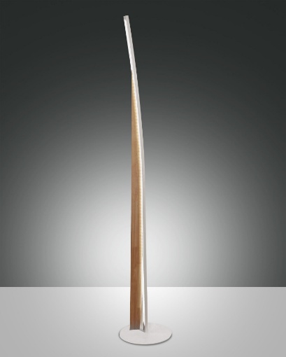 Immagine di Piantana Design Scandinavo Legno Naturale e Metallo Bianco Cordoba Led Fabas 