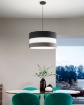 Immagine di Sospensione Paralume Circolare Tessuto Multicolor 3xE27 Arona D.55 cm Fabas