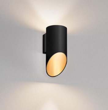Immagine di Applique Moderna Cilindro Tagliato Nero Oro Luce Sopra Sotto Isyluce 763