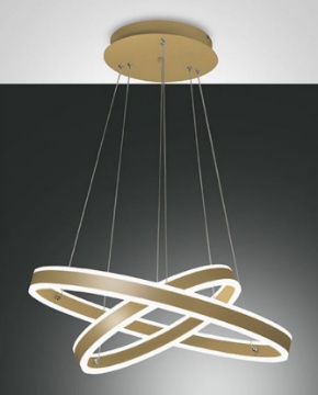 Immagine di Lampadario Moderno Design Doppio Anello Oro Led 108w Dimmer Palau Fabas 