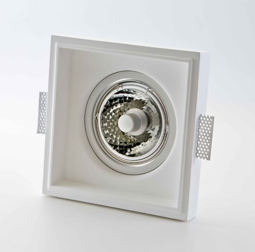 Immagine di Faretto Di Gesso Bianco Incasso Quadrato 22cm Orientabile Cablaggio G53 Isyluce 812