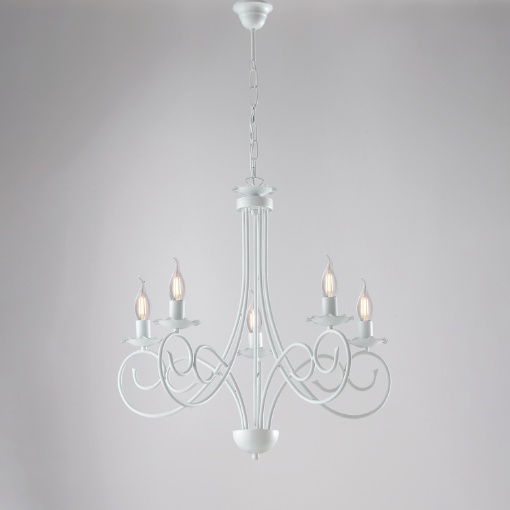 Immagine di Lampadario Ferro Battuto Bianco Shabby Alma 5 Luci Be Light