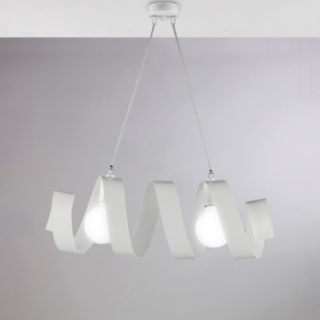 Immagine di Lampada a Sospensione Moderna 2 Luci Nastro Bianco Helix Be Light