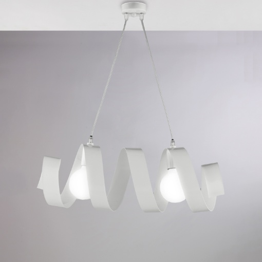 Immagine di Lampadario Moderno Helix Ricciolo Metallo Bianco Per Cucina Be Light