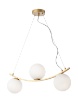 Immagine di Sospensione Design Curvo Oro Sfere Bianche 3 Luci Volley Smarter Lighting