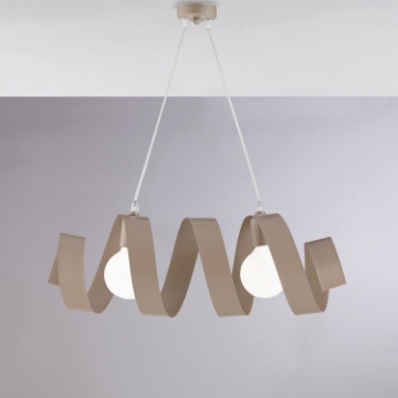 Immagine di Lampadario Moderno 2 Luci Paralume Nastro Tortora Helix Be Light