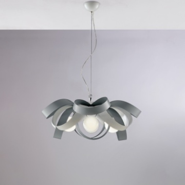 Immagine di Sospensione Moderna Nastri Bianco e Grigio Primula 4xE27 Be Light