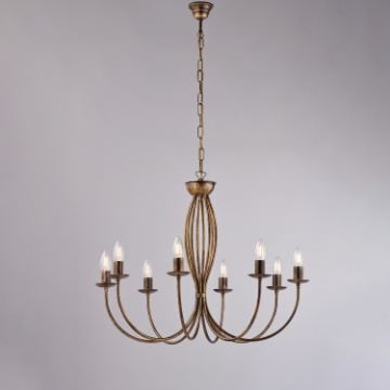 Immagine di Lampadario Classico 8 Luci Ferro Battuto Marrone Oro Botte Be Light