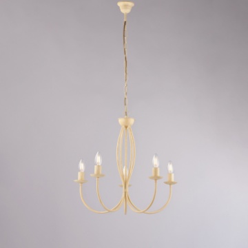 Immagine di Lampadario Classico 5 Luci Ferro Battuto Avorio Decoro Decapè Botte Be Light