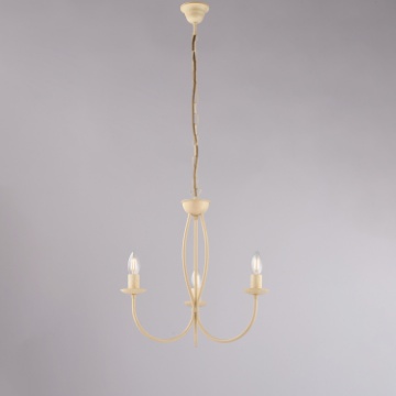 Immagine di Lampadario Ferro Battuto Avorio con Decorazione Decapè Botte 3xE14 Be Light