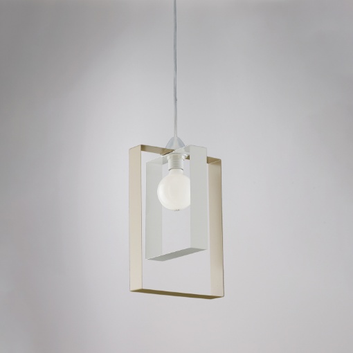 Immagine di Sospensione Moderna Rettangoli Bianco Tortora Duplo 1xE27 Be Light