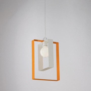 Immagine di Lampada Sospensione 1xE27 Rettangoli Bianco e Arancio Duplo Be Light