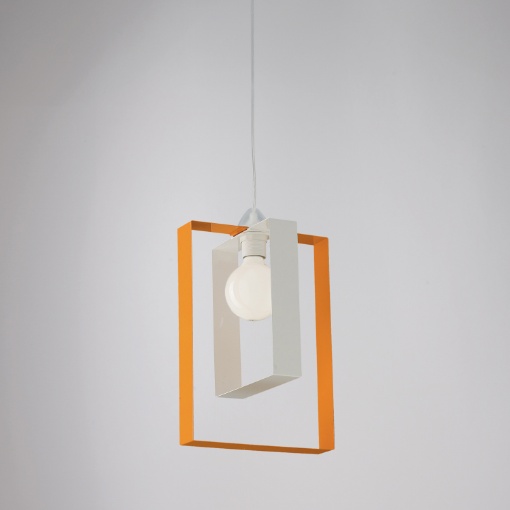 Immagine di Lampada Sospensione 1xE27 Rettangoli Bianco e Arancio Duplo Be Light