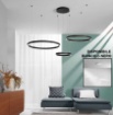 Immagine di Lampadario Decentrato Tre Anelli LED CCT 120w Per Soggiorno Moderno Akrobat Fan
