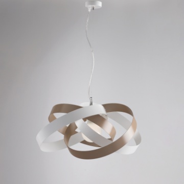 Immagine di Lampadario Anelli Metallici Intrecciati Bianco e Tortora Vertigo Be Light