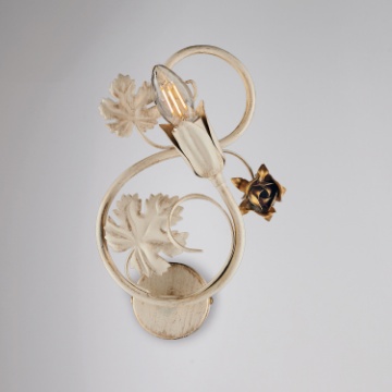 Immagine di Applique Ferro Battuto Classica Foglie Avorio Oro Iris Be Light