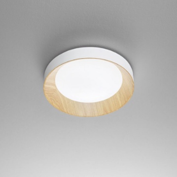 Immagine di Plafoniera Rotonda Metallo Effetto Legno Led 23w Luce Regolabile CCT Arka Fan Europe