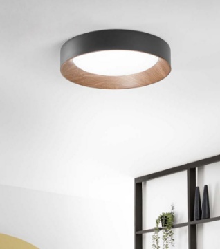 Immagine di Plafoniera Rotonda Effetto Legno 50cm Led CCT 35w Arka Fan Europe