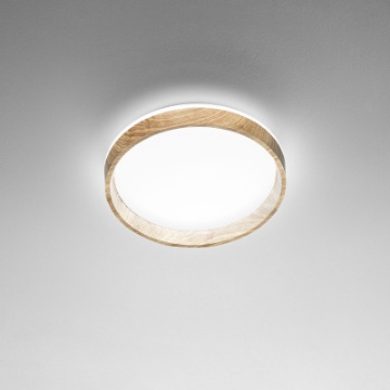 Immagine di Plafoniera Led Rotonda Effetto Legno Naturale 38cm CCT 22w Madera Fan Europe