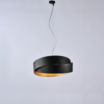 Immagine di Lampadario 2 Luci Fascioni Metallo Nero/Oro Salotto Moderno Astro Be Light