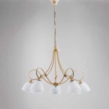 Immagine di Lampadario Contemporaneo Avorio Decapè Dallas Ferro Battuto 5 Luci Be Light