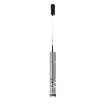 Immagine di Lampada Da Penisola Sospensione Cilindro Vetro Fume Nero Led 8w 3000k Crookes Fan Europe