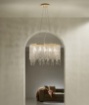 Immagine di Lampadario Per Salotto Oro Con Catenine Pendenti Cristallo Breeze Fan Europe