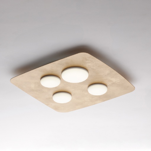 Immagine di Lampada Oro Quadrata da Soffitto 4 Led Megan Design Moderno Be Light