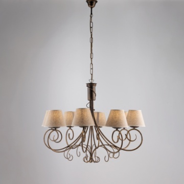 Immagine di Lampadario Ferro Battuto Marrone Oro 8 Luci Vienna Rustico Be Light