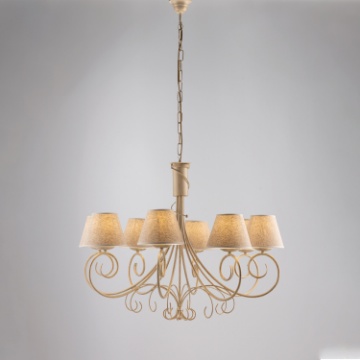 Immagine di Lampadario Classico Ferro Battuto Avorio Oro 8 Luci Vienna Be Light
