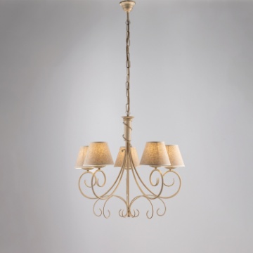 Immagine di Lampadario 5 Luci Classico Ferro Battuto Avorio Oro Vienna Be Light