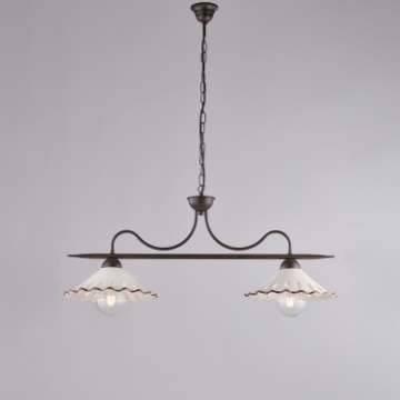 Immagine di Bilanciere Ruggine per Cucina con Paralumi in Ceramica Osteria Be Light