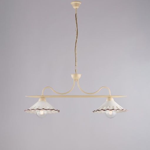 Immagine di Bilanciere Avorio 2 Luci Ceramica Per Cucina Osteria Be Light