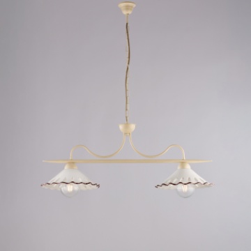 Immagine di Lampadario Bilanciere Avorio Decapè Cucina Country Paralumi Ceramica Osteria Be Light 