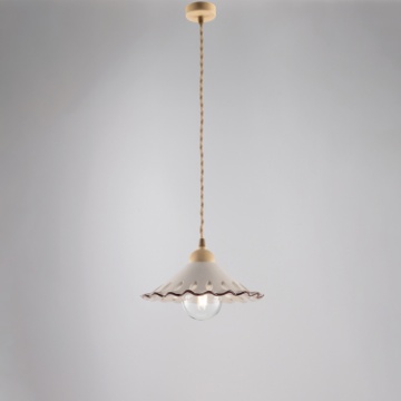 Immagine di Sospensione Avorio Con Paralume Ceramica Osteria Be Light