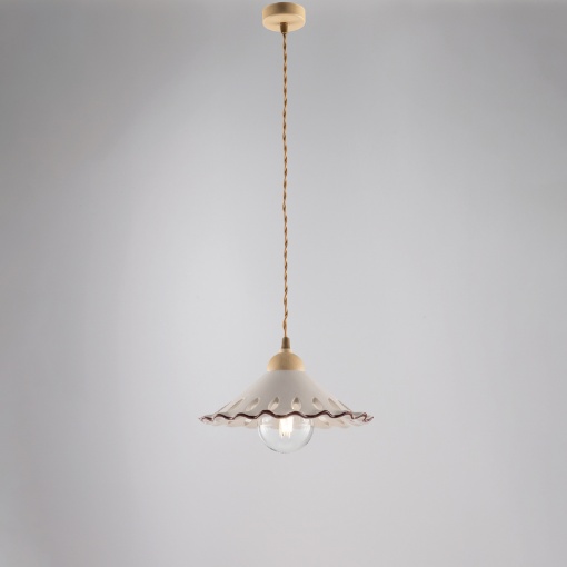 Immagine di Sospensione Avorio Con Paralume Ceramica Osteria Be Light