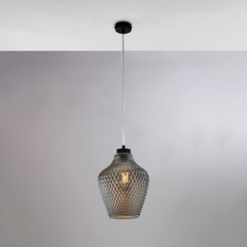 Immagine di Sospensione Vetro Grigio Specchiato con Decori Rombi Maya Be Light
