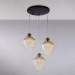 Immagine di Lampadario Cucina Maya Tre PendentiVetro Ambra a Rombi Be Light