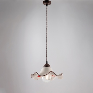 Immagine di Sospensione Ruggine con Paralume Ceramica Artigianale Anemone Be Light