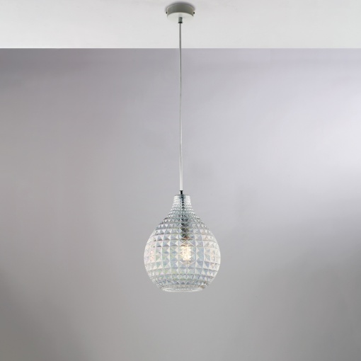 Immagine di Sospensione Goccia Vetro Trasparente Diamante Be Light